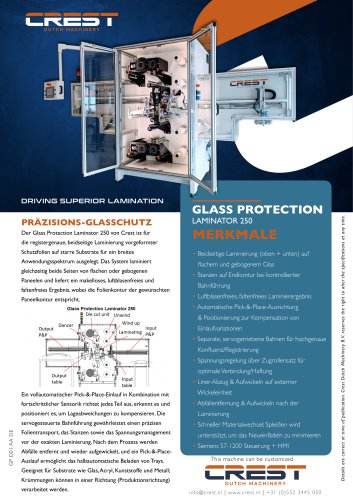 Datasheet Glass Protection Laminator 250 