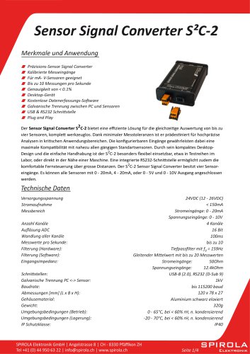 Datasheet S2C-2 Sensor Signal Converter