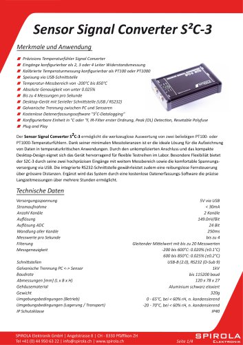 Datasheet S2C-3 Sensor Signal Converter