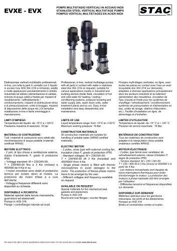 Vertical multistage pumps EVX series / EVXE series