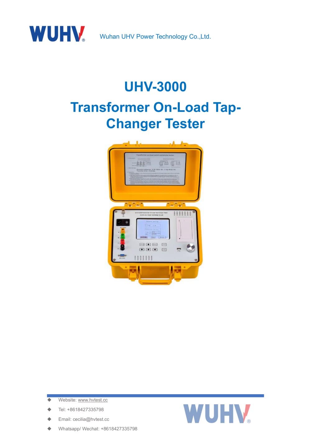 UHV-3000 On Load Tap Changer Characteristic Tester-Catalog - Wuhan UHV Power Technology Co.,Ltd.