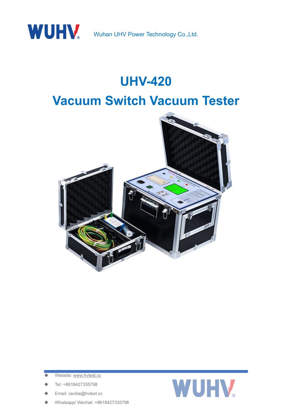 UHV-420 Vacuum Interrupter Tester-Catalog - Wuhan UHV Power Technology Co.,Ltd.