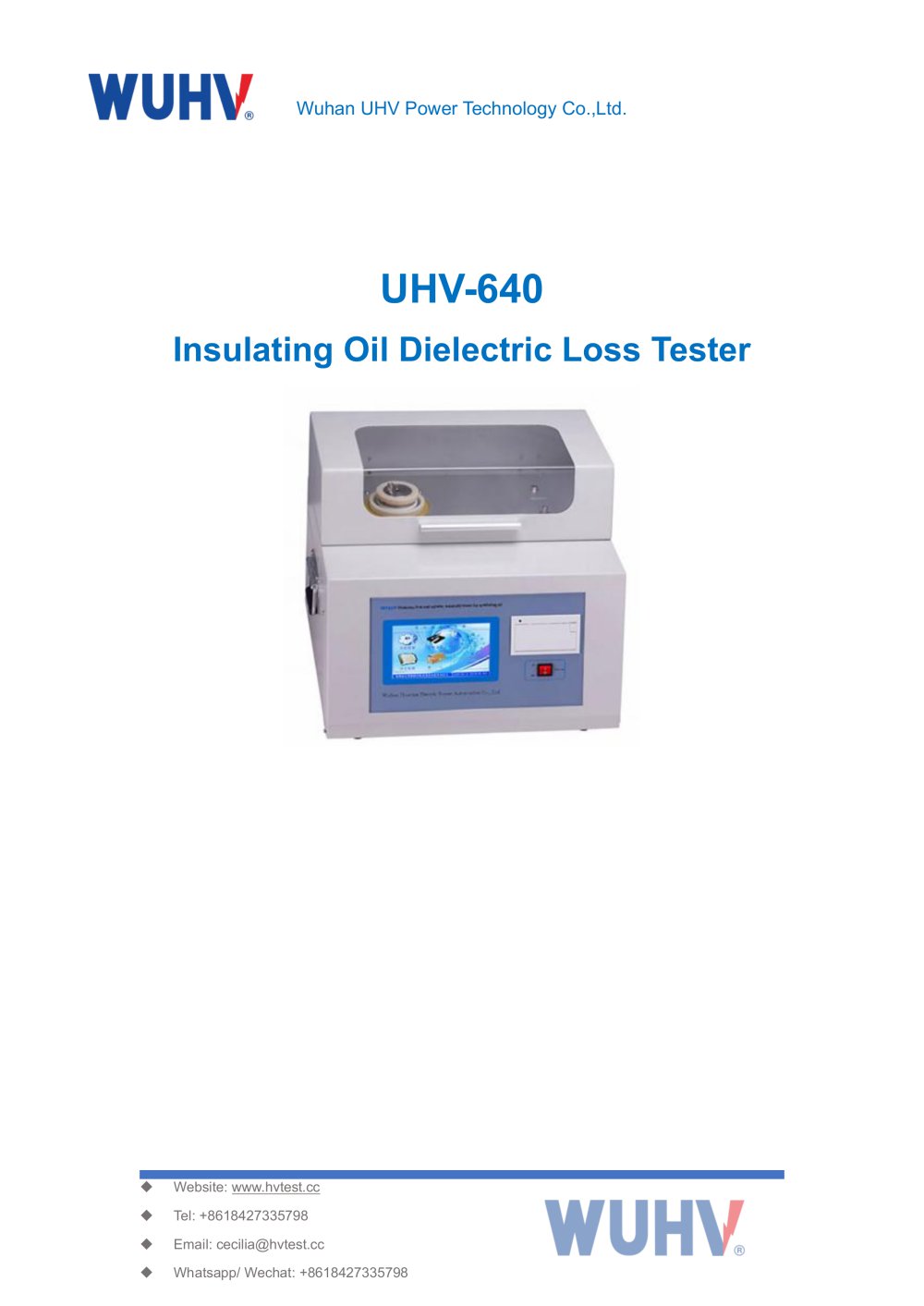 UHV-640 Transformer Oil Dielectric Loss Tester -Catalog - Wuhan UHV Power Technology Co.,Ltd.