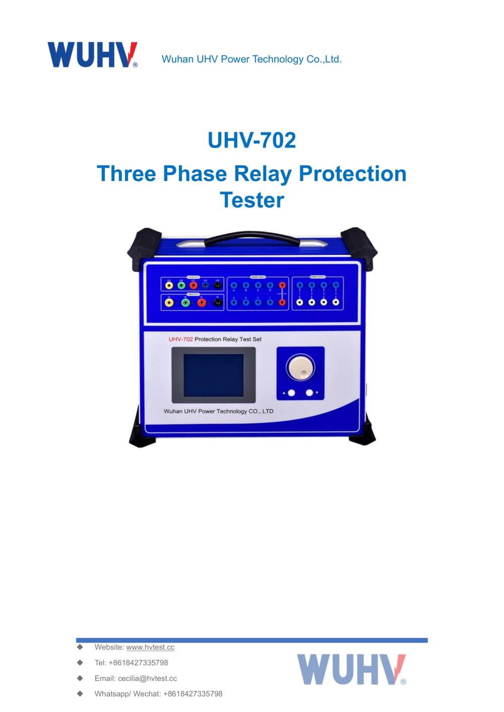 UHV-702 3 Phase Relay Tester-Catalog - Wuhan UHV Power Technology Co.,Ltd.