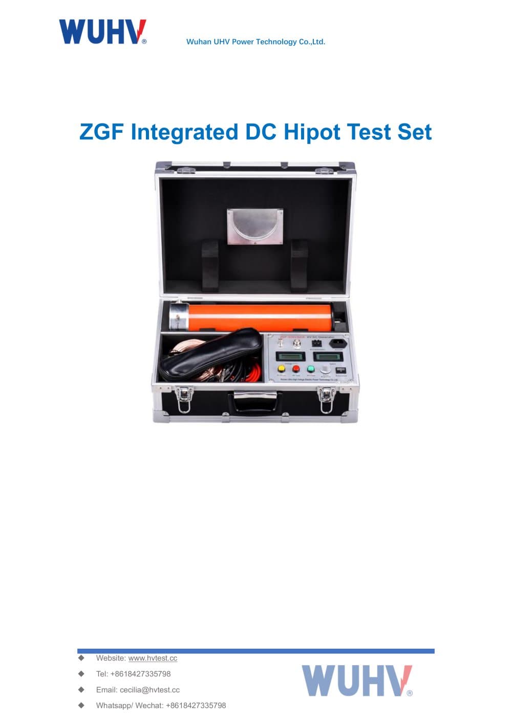 ZGF Integrated DC High Voltage Generator -Catalog - Wuhan UHV Power Technology Co.,Ltd.