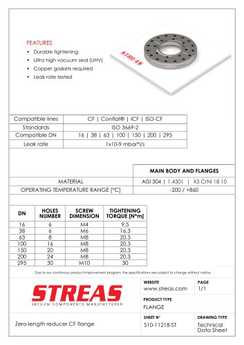 CF zero‑length reducing flange