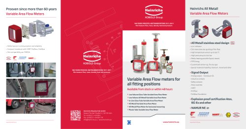 Variable Area Flow Meters