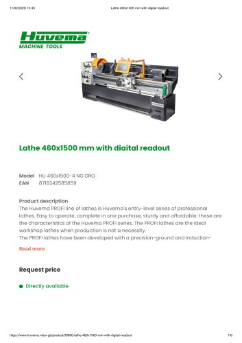 Lathe 460x1500 mm with digital readout