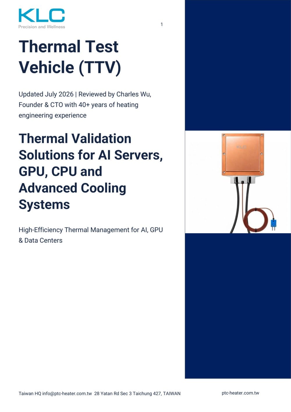 KLC TTV (Thermal Test Vehicle) - Taiwan King Lung Chin PTC Co., Ltd.