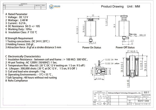 WL0727 Industrial Waterproof Push Pull Solenoid Guide