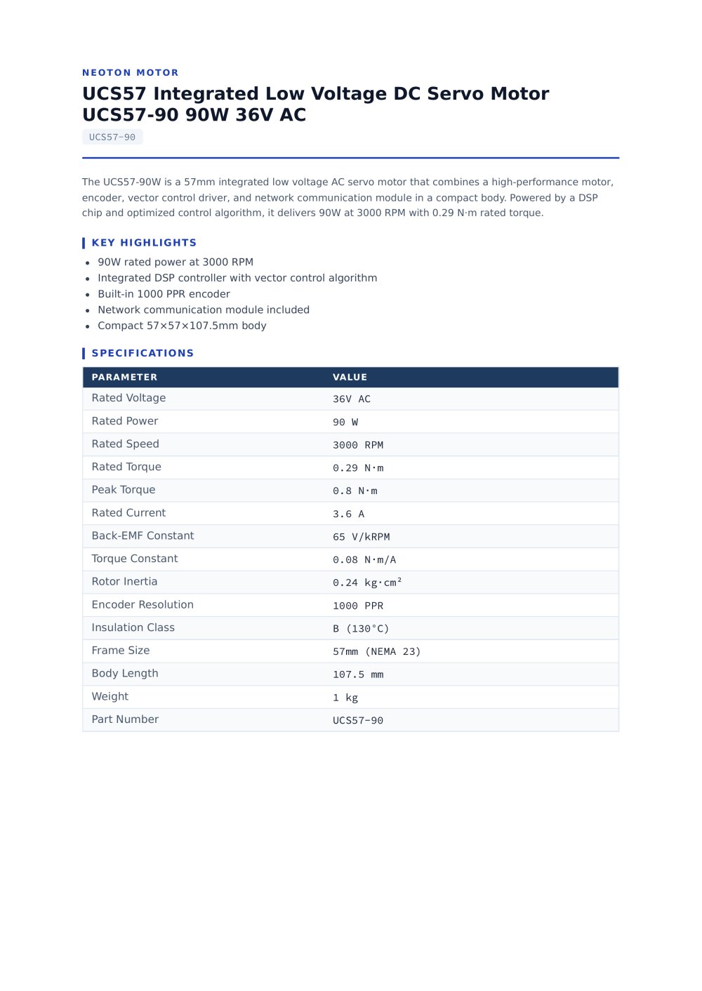 UCS57-90_datasheet.pdf - NEOTON MOTOR