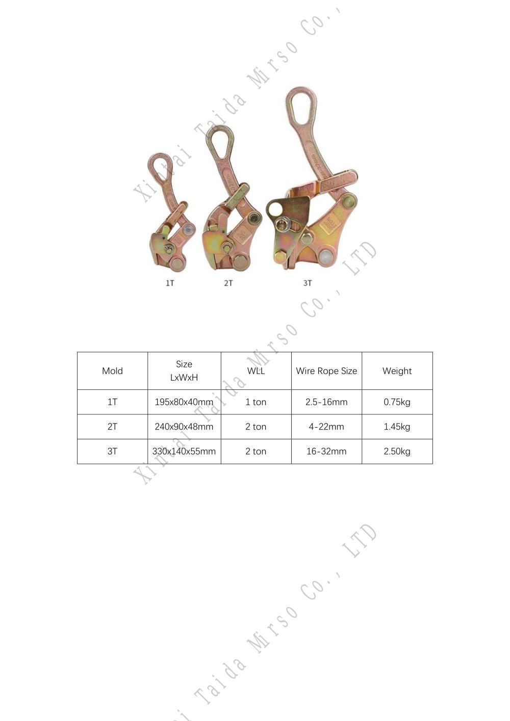Comealong datasheet - Xintai Taida Mirso Co., LTD