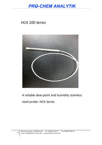 Product data sheet HCA - 100D / 100R