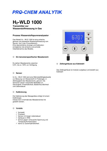 Produktdatenblatt H2-WLD 1000