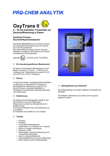 Produktdatenblatt OxyTrans II