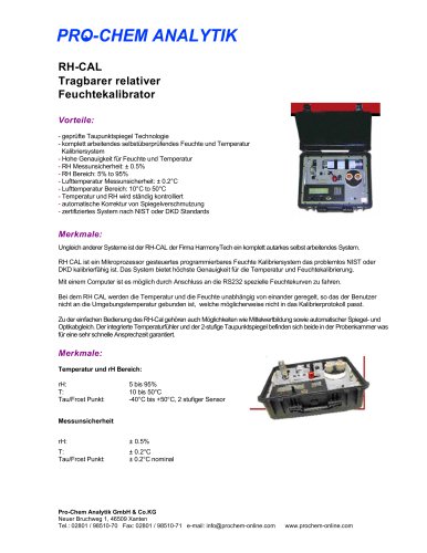 Produktdatenblatt RH-Calibrator