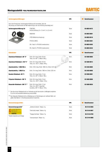 Montagezubehör PSBL/PSB/MSB/HSB/HTSB/EKL/EMK