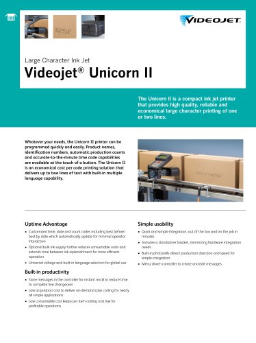 Large Character Ink Jet Videojet ® Unicorn II