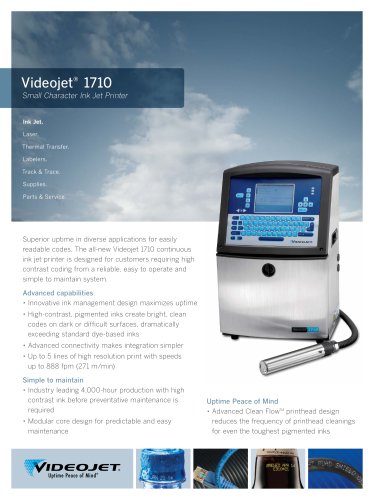 Videojet 1710 Small Character Ink Jet Printer