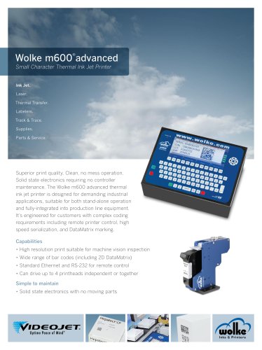 Wolke m600 advanced Small Character Thermal Ink Jet Printer