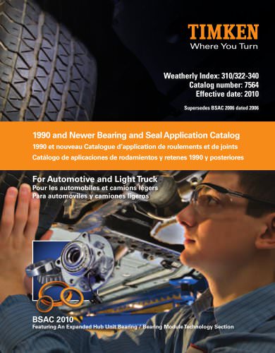 Automotive Aftermarket Bearing and Seal Application Catalog