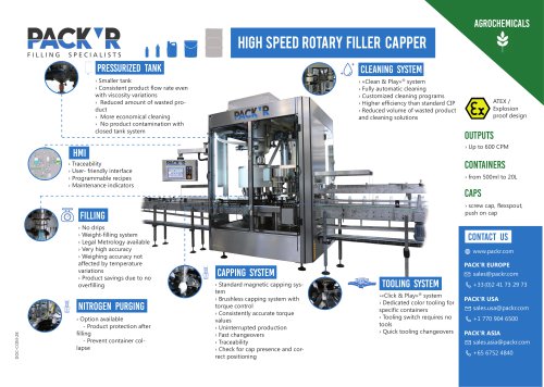 AGROCHEMICALS HIGH SPEED ROTARY FILLER CAPPER