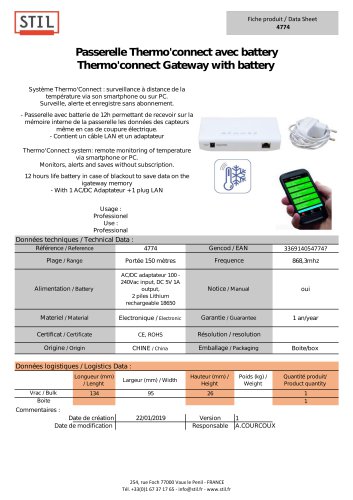 Thermo'connect Gateway with battery