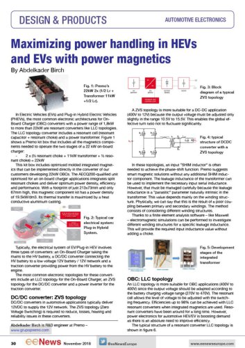 maximizing power handling in HEvs and Evs with power magnetics