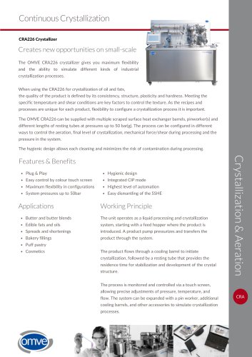 OMVE CRA226 Crystallizer for fat and oils