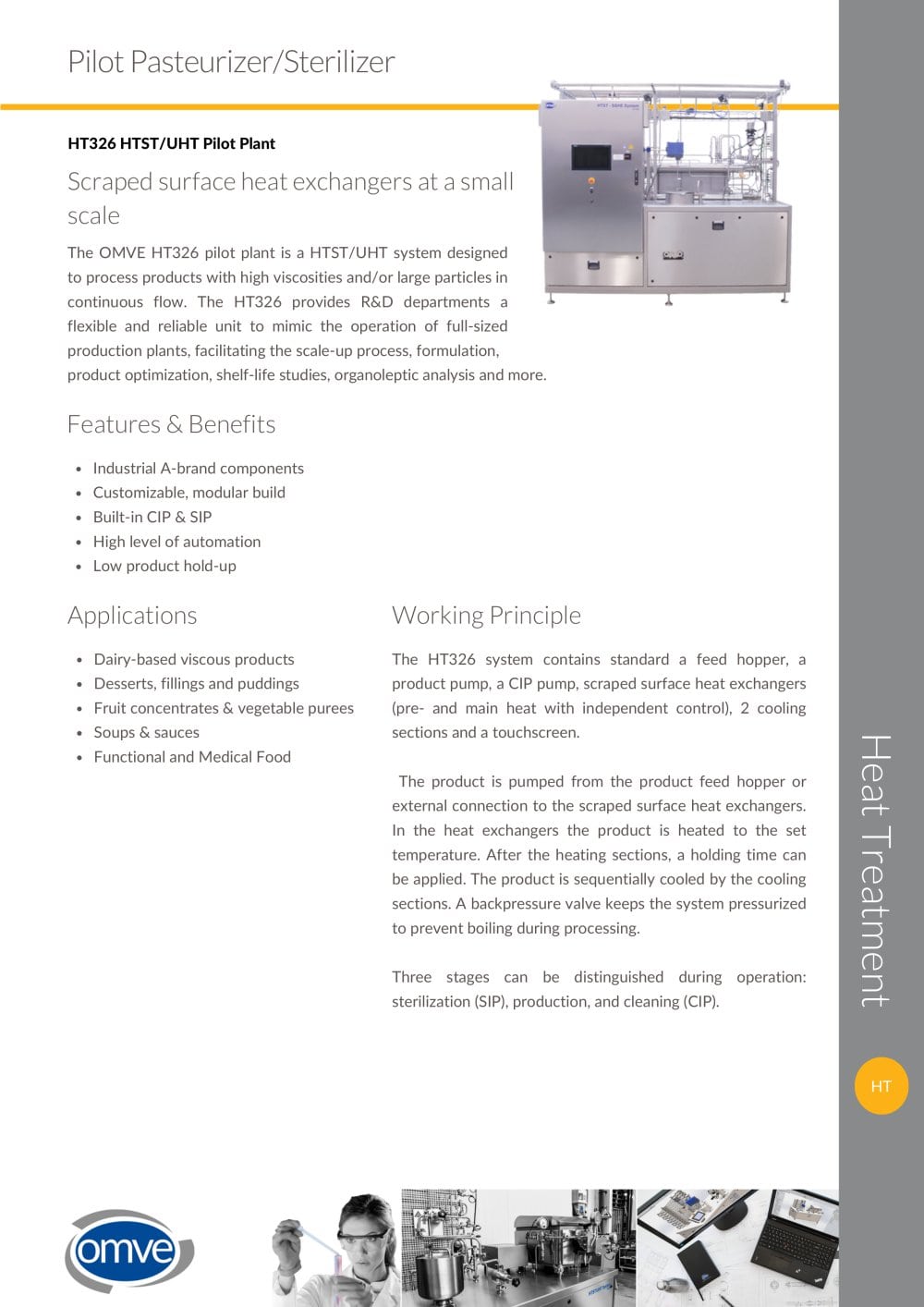 OMVE HT326 Laboratory UHT/HTST for high viscous products - OMVE Lab & Pilot Equipment