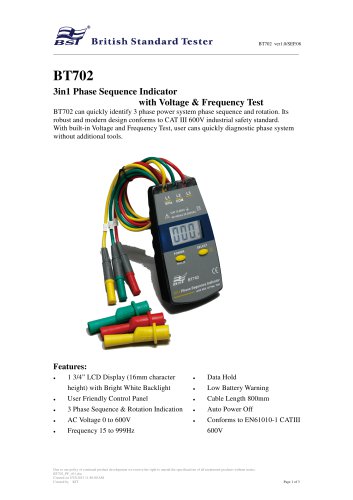 Phase Sequence Indicator BT702