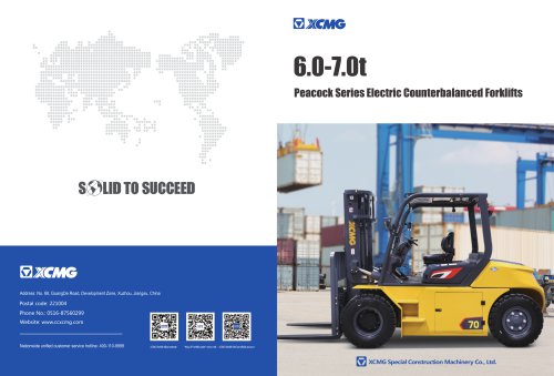 XCMG counterbalanced forklift 6.0-7.0t Peacock Series Electric