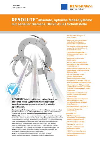 RESOLUTE? absolute, optische Mess-Systeme mit serieller Siemens DRIVE-CLiQ Schnittstelle