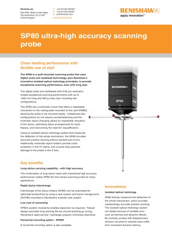 SP80 ultra-high accuracy scanning probe