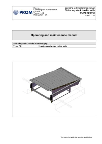 Loading Ramp With Swing Lip Leveler PAS - Operating and maintenance manual