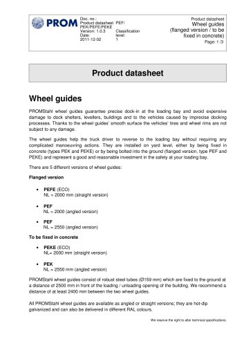 Wheel guides PEF PEKE - Product datasheet