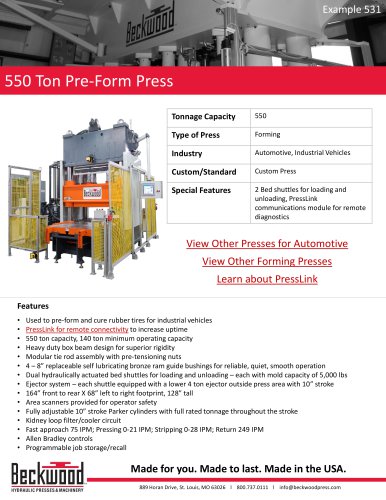 550 Ton Pre - Form Press