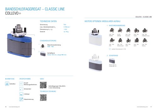 Produktdatenblatt: Bandschleifaggregat BENZ COLLEVO+
