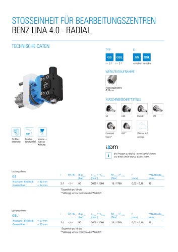 Produktdatenblatt: Sto&szlig;einheit BENZ LINA 4.0 RADIAL f&uuml;r Bearbeitungszentren