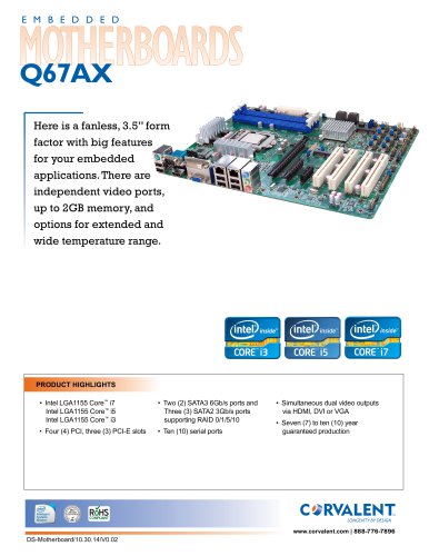 Embeded Motherboards Q67AX