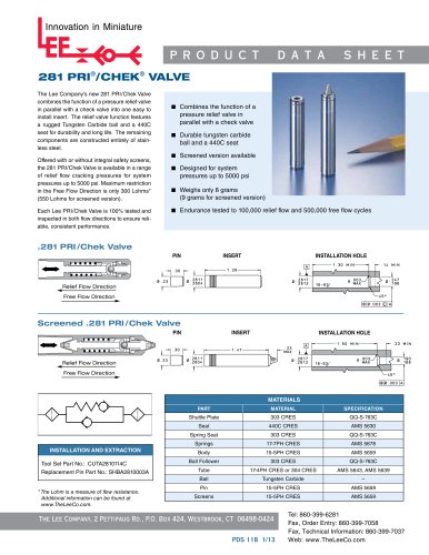 281 PRI/Chek Valve