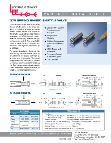 375 SPRING BIASED SHUTTLE VALVE