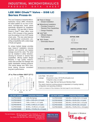 Chek Valve - 558 LC Series Press-In