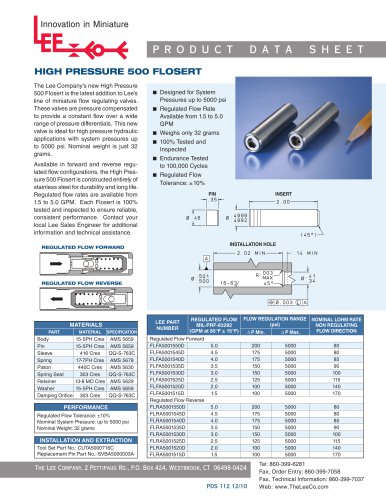 HIGH PRESSURE 500 FLOSERT