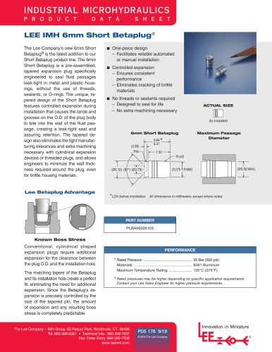 Lee IMH 6mm Short Betaplug