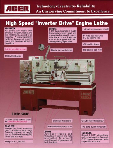 High Speed "Inverter Drive" Engine Lathe