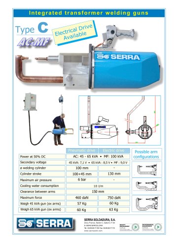 Integrated transformer welding guns