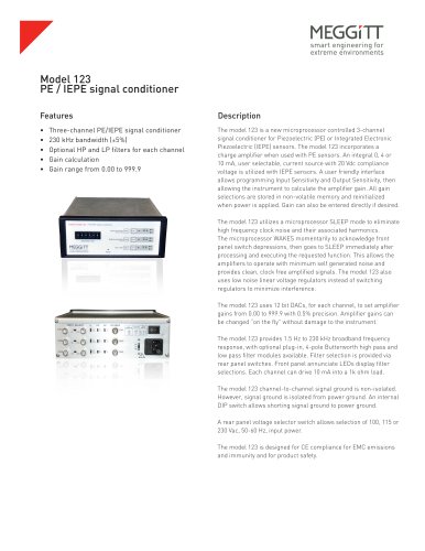 Model 123 PE/IEPE signal conditioner