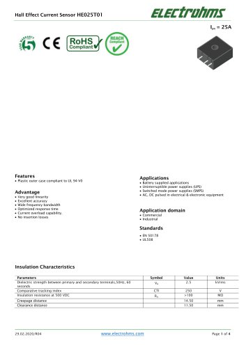 Hall Effect Current Sensor HE025T01