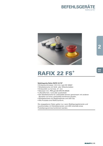 Kapitel 2.3 "Befehlsgeräte RAFIX 22 FS+ / RAFIX 22 FSR / RAFIX 30 FS+", Auszug aus Katalog Elektromechanische Bauelemente 2015